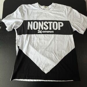 Vintage 90s 24 Seven White Non Stop‎ T-Shirt Size Large